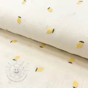 Double gauze/musselin EMBROIDERY Fruit yellow SIMPLY NATURAL