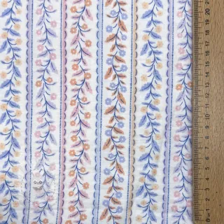 Double gauze/musselin Leaves in stripes digital print ORGANIC