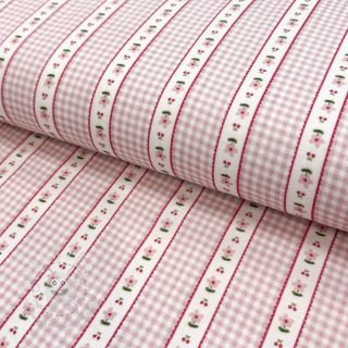 Double gauze/musselin Flowers check pink digital print