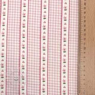 Double gauze/musselin Flowers check pink digital print