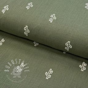 Double gauze/musselin EMBROIDERY Cactus green