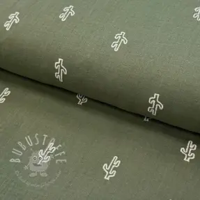 Double gauze/musselin EMBROIDERY Cactus green