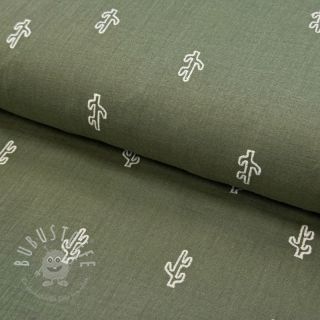 Double gauze/musselin EMBROIDERY Cactus green
