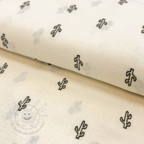 Double gauze/musselin EMBROIDERY Cactus natural