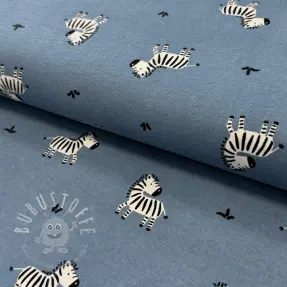 Baumwollstoff FLANNEL Zebras blue