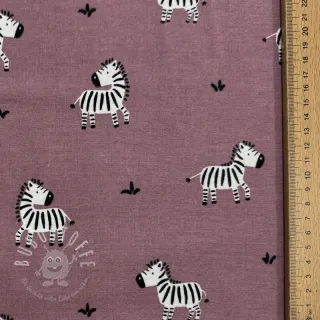 Baumwollstoff FLANNEL Zebras mauve