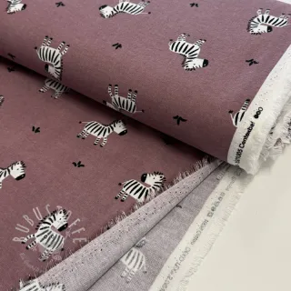 Baumwollstoff FLANNEL Zebras mauve