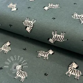 Baumwollstoff FLANNEL Zebras green