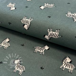Baumwollstoff FLANNEL Zebras green