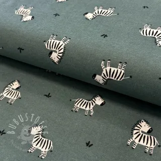 Baumwollstoff FLANNEL Zebras green
