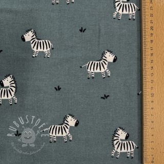 Baumwollstoff FLANNEL Zebras green