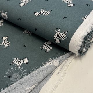 Baumwollstoff FLANNEL Zebras green