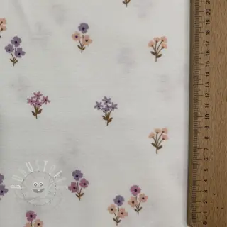 Baumwollstoff FLANNEL Flowers white