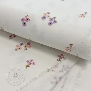 Baumwollstoff FLANNEL Flowers white