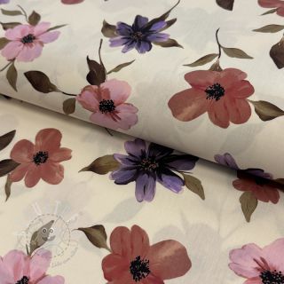Baumwollstoff VISCOSE Flowers offwhite digital print