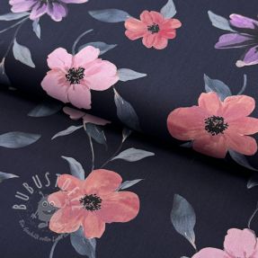 Baumwollstoff VISCOSE Flowers navy digital print