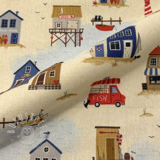 Dekostoff Village Harbour Life digital print