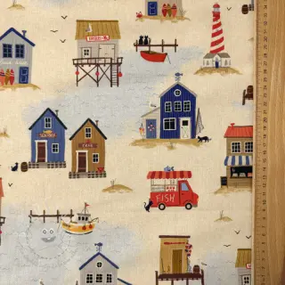 Dekostoff Village Harbour Life digital print