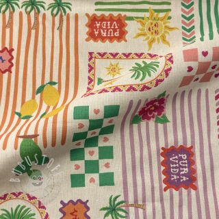 Dekostoff Linenlook Pura Vida Patch digital print