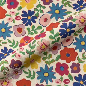 Dekostoff Linenlook Flower Fiesta Field digital print
