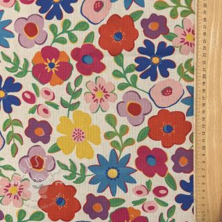 Dekostoff Linenlook Flower Fiesta Field digital print