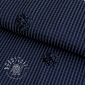 Viskosestoff YARN DYED Stripes and flowers navy