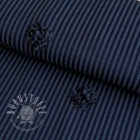 Viskosestoff YARN DYED Stripes and flowers navy