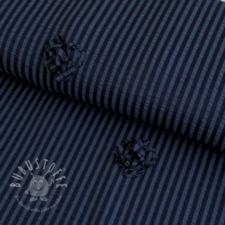 Viskosestoff YARN DYED Stripes and flowers navy