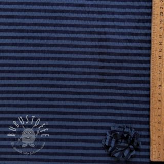 Viskosestoff YARN DYED Stripes and flowers navy