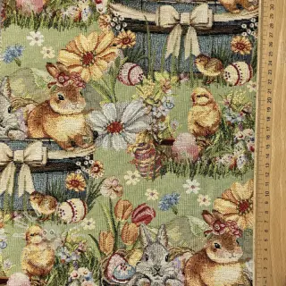 Dekostoff GOBELIN premium Playful Easter Scene