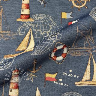 Dekostoff GOBELIN premium Coast Lighthouse Sea