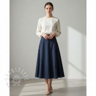 Viskosestoff YARN DYED Stripes and flowers navy