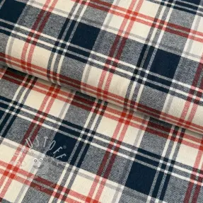 Baumwollstoff YARN DYED BRUSHED Check Mia navy