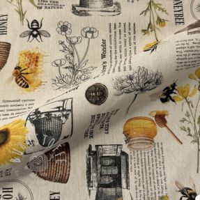 Dekostoff Linenlook Bee Honey Recipe digital print