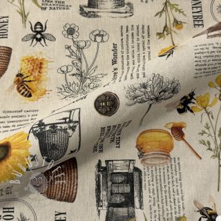Dekostoff Linenlook Bee Honey Recipe digital print