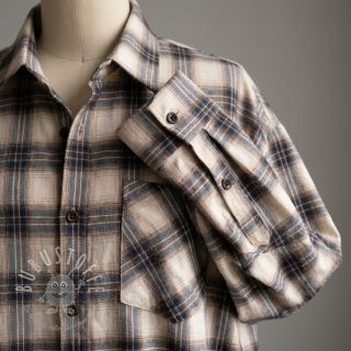 Baumwollstoff YARN DYED BRUSHED Check Tim beige