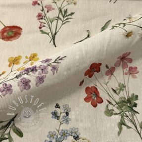 Dekostoff Linenlook Delicate Floral Field digital print