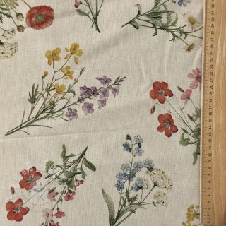 Dekostoff Linenlook Delicate Floral Field digital print