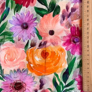 Viskosestoff RADIANCE Flowers Lirie digital print