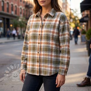 Baumwollstoff YARN DYED BRUSHED Check Mia olive