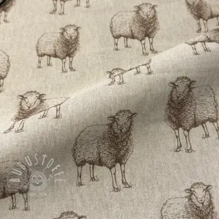 Dekostoff Linenlook Pen Drawing Sheep digital print