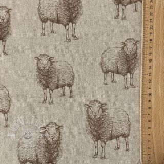 Dekostoff Linenlook Pen Drawing Sheep digital print