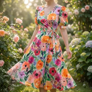 Viskosestoff RADIANCE Flowers Lirie digital print