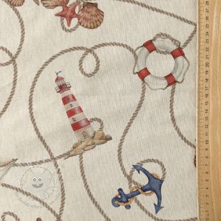 Dekostoff Linenlook Maritime Rope Mix digital print