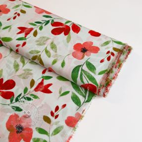 Viskosestoff RADIANCE Flowers Conie red digital print