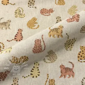 Dekostoff Linenlook premium Cute Wild Cat