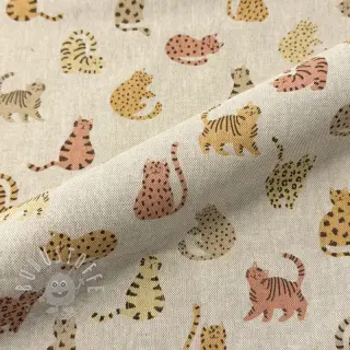 Dekostoff Linenlook premium Cute Wild Cat