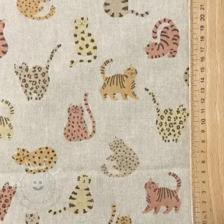 Dekostoff Linenlook premium Cute Wild Cat