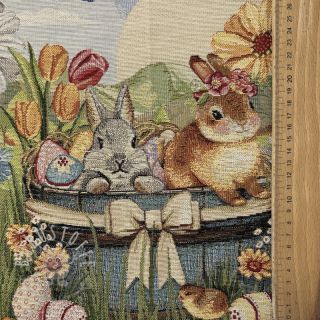 Dekostoff GOBELIN PREMIUM Floral Easter Bunny PANEL