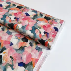 Viskosestoff SATIN Flowers Tora digital print